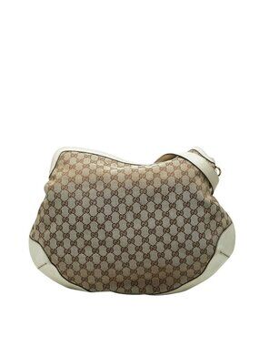 Gucci Shoulder Bag Beige Ivory Canvas Leather